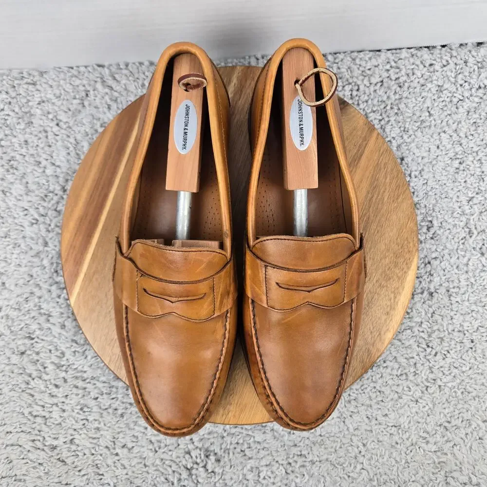 Allen Edmonds Mens 14D Cavanaugh Walnut Brown Leather Casual Pinch Penny Loafer